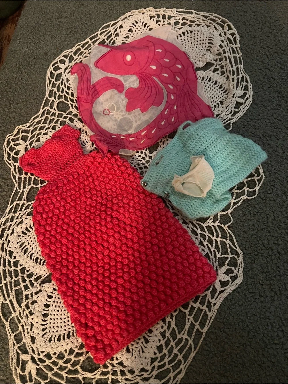 Vintage Handmade Crochet Barbie sized Clothes Lot 4 EUC